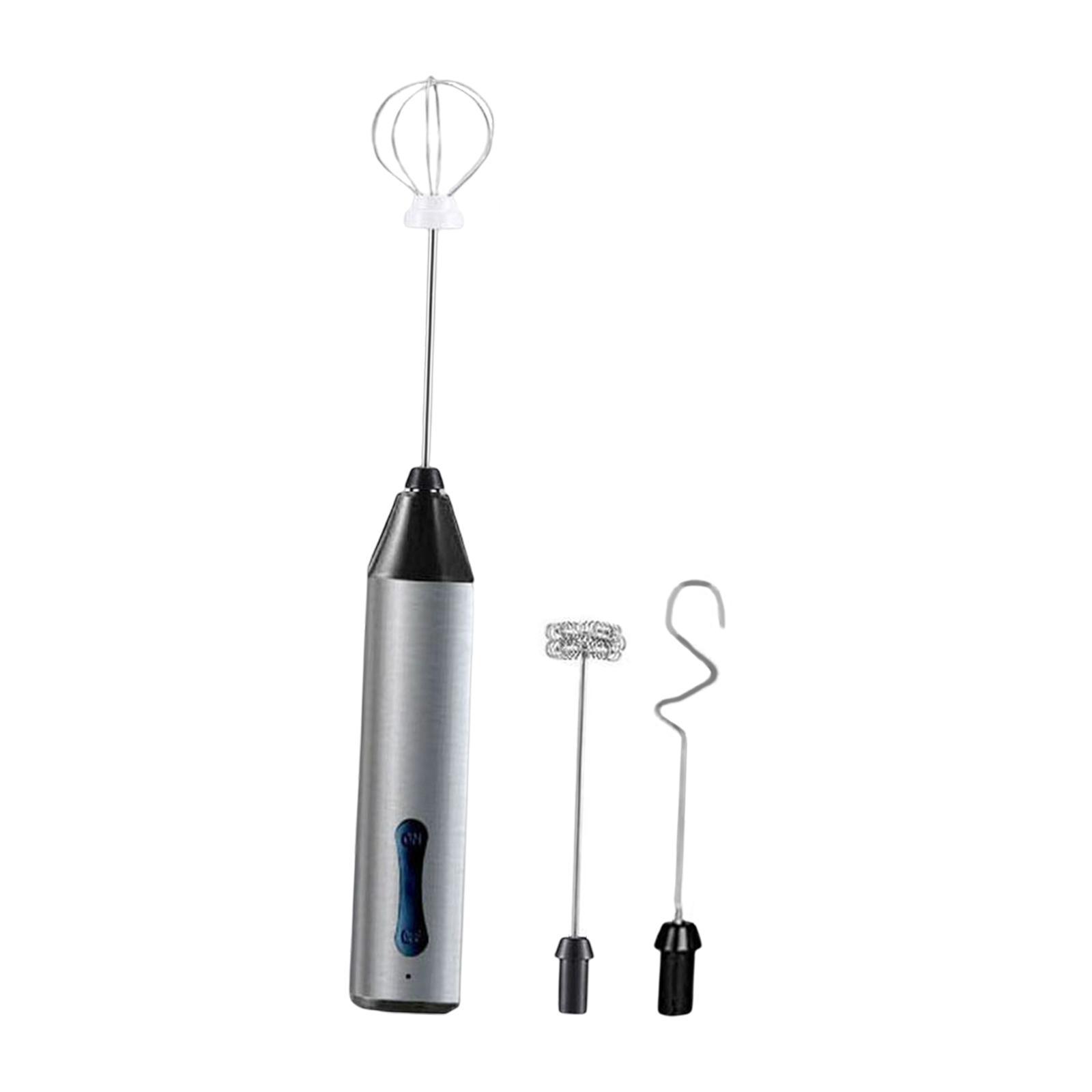 Milk Frother Egg Beater with 3 Stainless Whisks Whisk Coffee for Cappuccino