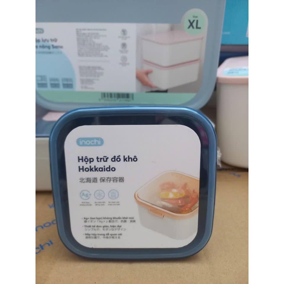 Hộp Trữ Đồ Khô Hokkaido 800ml - Hộp Đựng Thực Phẩm Khô, Chứa Bánh Mứt Inochi ( Tặng kèm sticker)