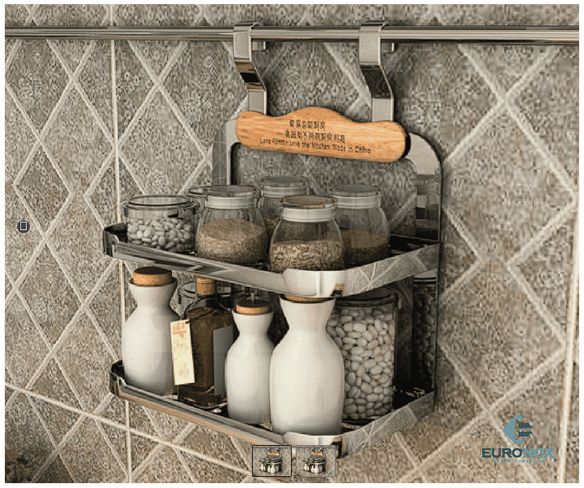 Giá gia vị 2 tầng treo ngoài nan dẹt 2-tier Hanging Spice Rack with Flat-bar