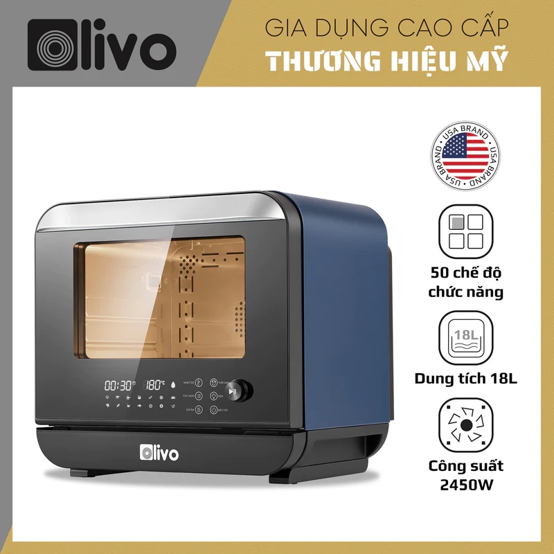 [HÀNG CHÍNH HÃNG] Nồi Chiên Hơi Nước OLIVO SF18 - 50 Chức Năng - Dung Tích 18L - Công Suất 2450W