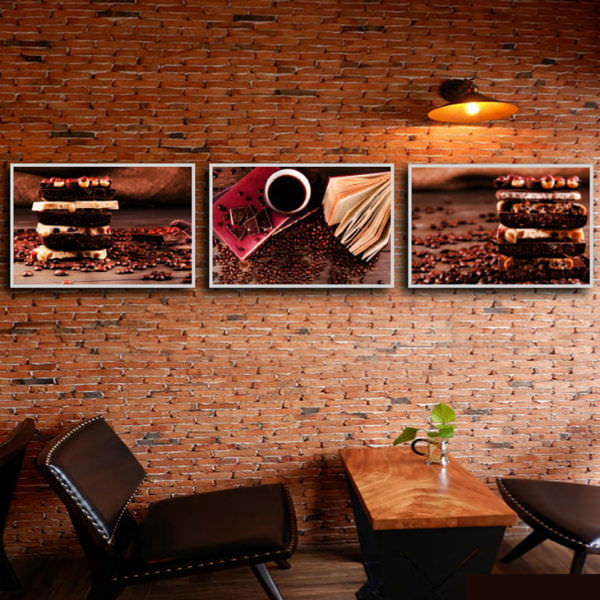Bộ 3 Tranh Canvas Không Viền Treo Tường Quán Cà Phê Sweet Mornings Cafe W011
