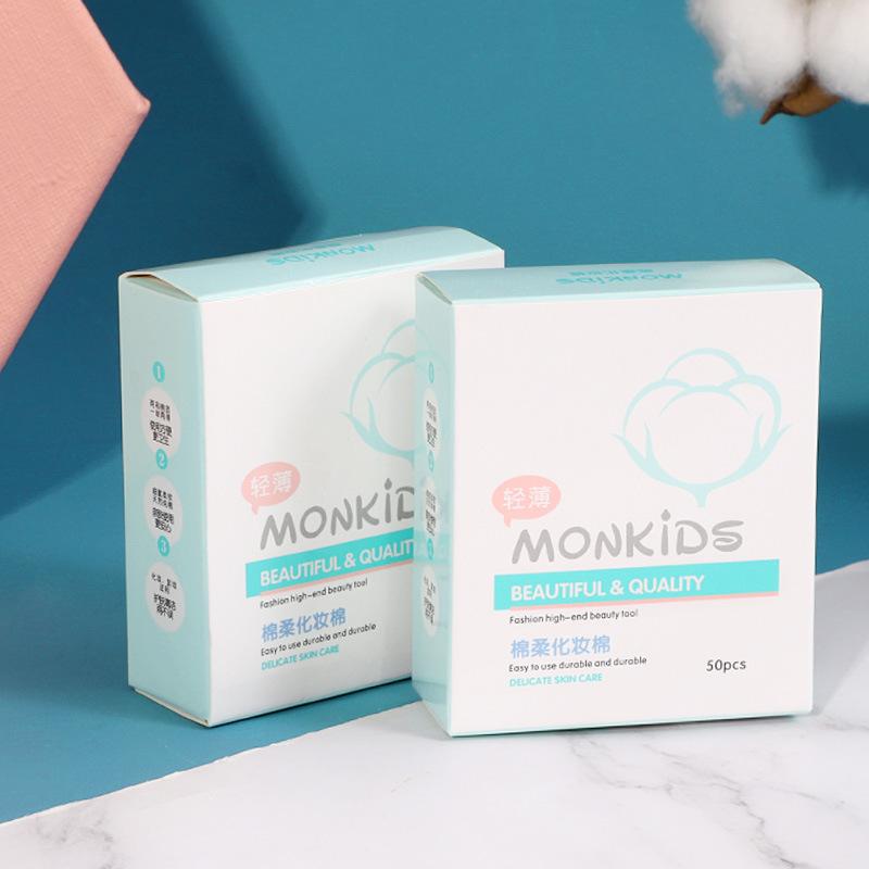 Bộ 50 miếng bông trang điểm Monkids mỏng mịn co giãn cao cấp