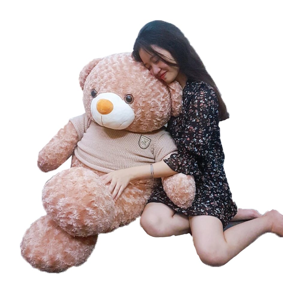 Gấu bông Teddy 1m5 áo nâu cafe siêu to khổng lồ