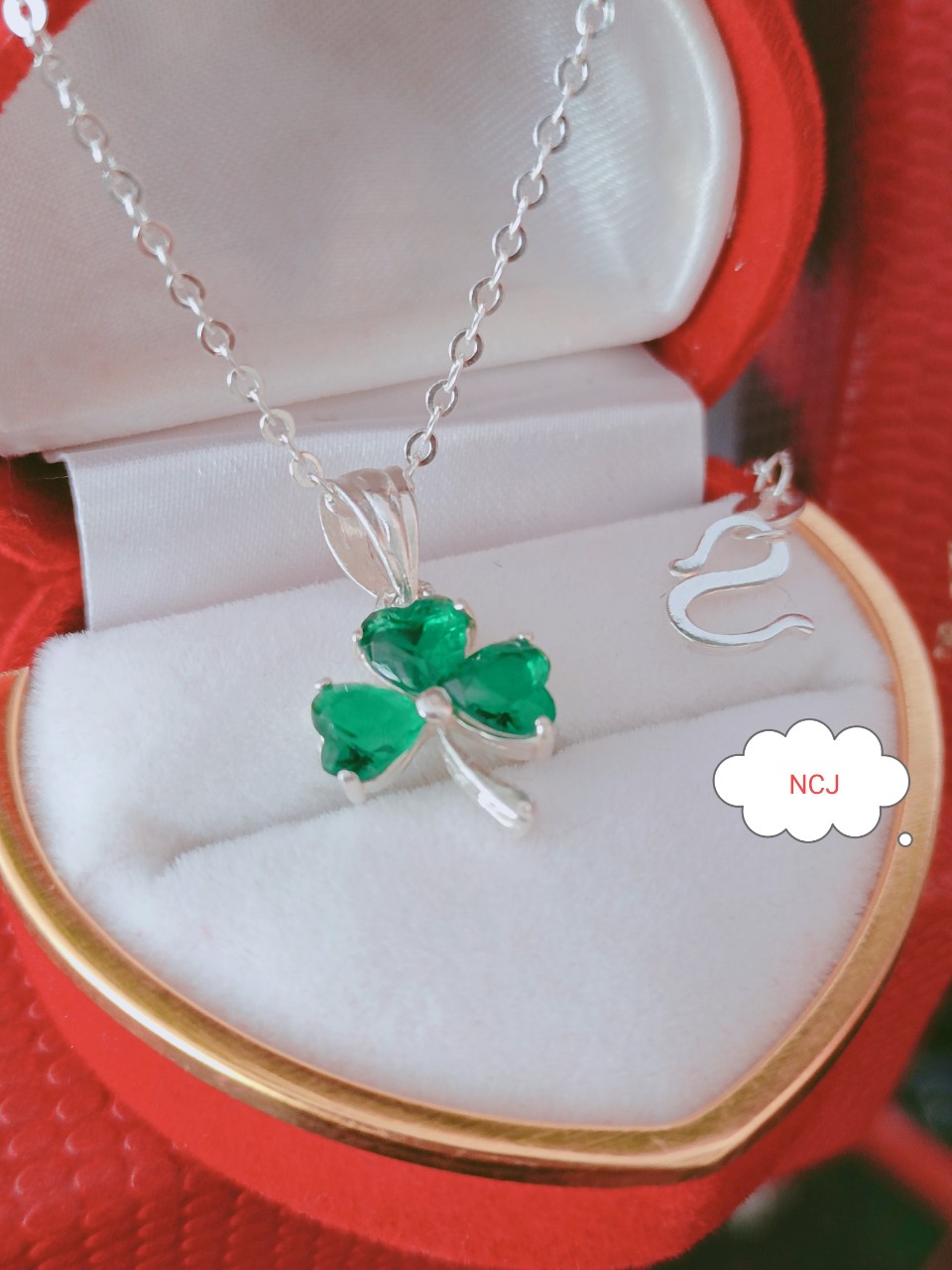 DÂY CHUYỀN BẠC MẶT ĐÍNH ĐÁ XANH XINH XẮN