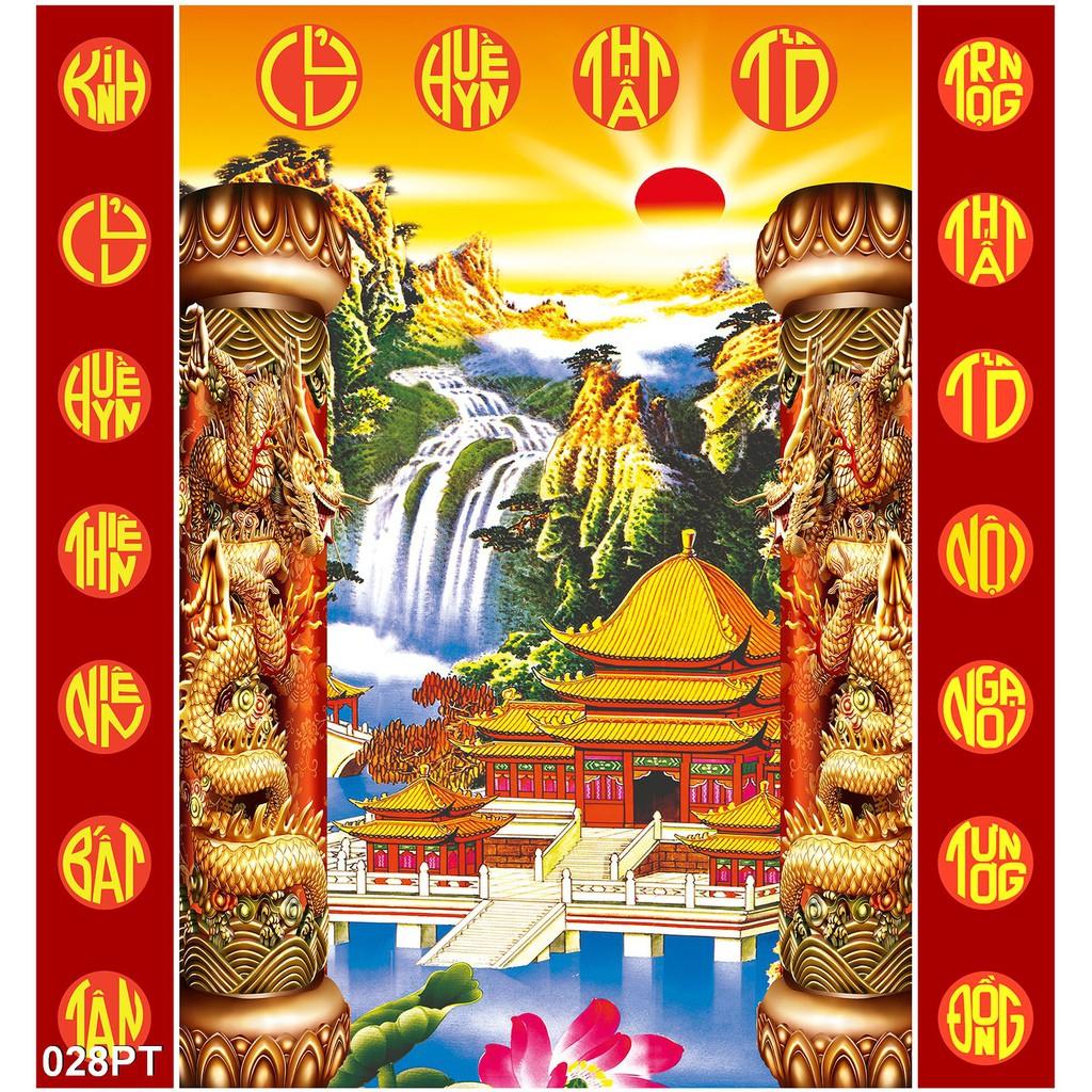 TRANH DÁN TƯỜNG 3D PHÒNG THỜ GIA TIÊN KÍCH THƯỚC LỚN - TRANH DÁN BÀN THỜ - TRANH PHÒNG THỜ ĐẸP KHỔ LỚN