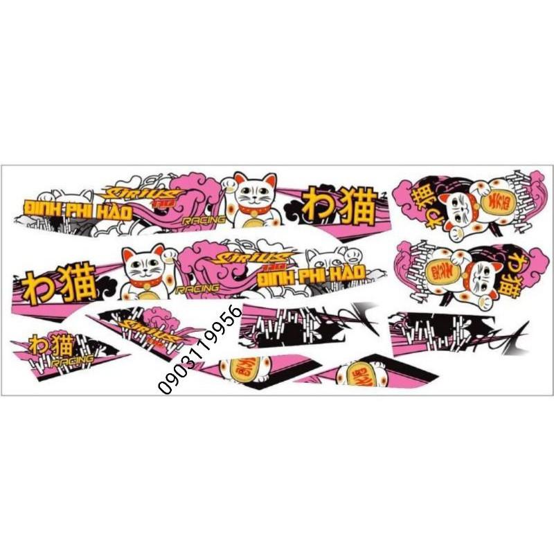 Tem rời sirius trắng hồng mèo thần tài siêu đẹp - decal huyentran