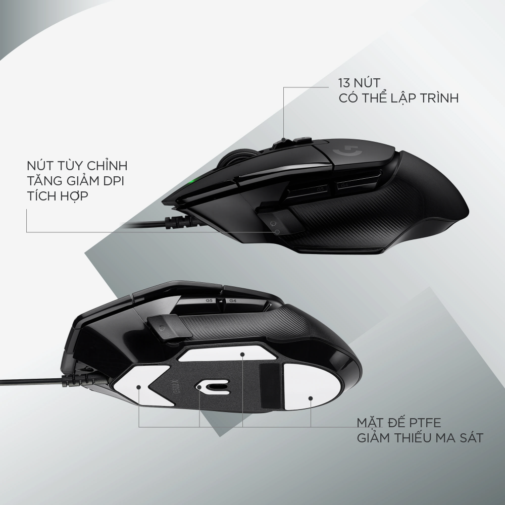 Chuột game có dây Logitech G502 X – switch LIGHTFORCE hybrid, Cảm biến Hero 25K, 13 nút macro, tương thích Windows/Mac OS -Hàng chính hãng