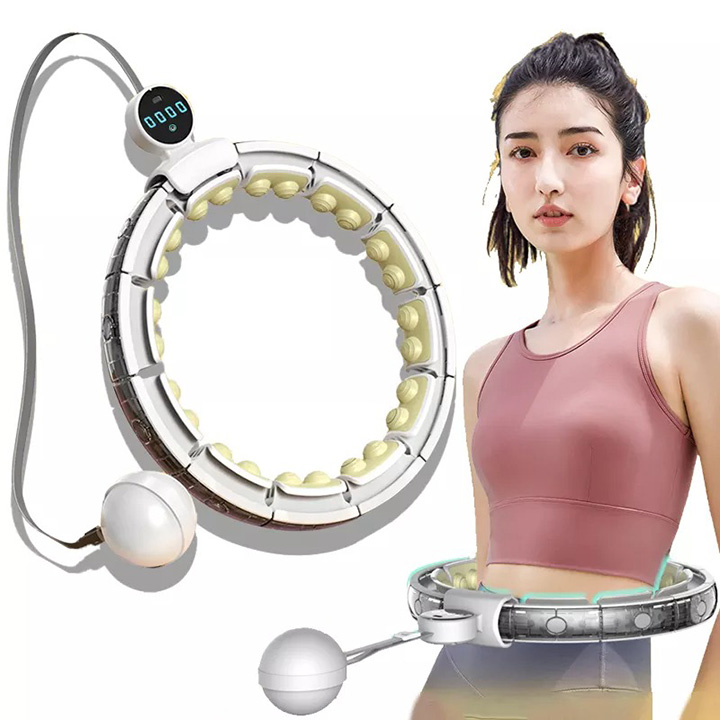 Vòng lắc eo Hula Hoop Q6 plus pin sạc 800mA đầu massage từ tính có màn hình led đếm số vòng lượng calo tiêu thụ, có thể tháo rời