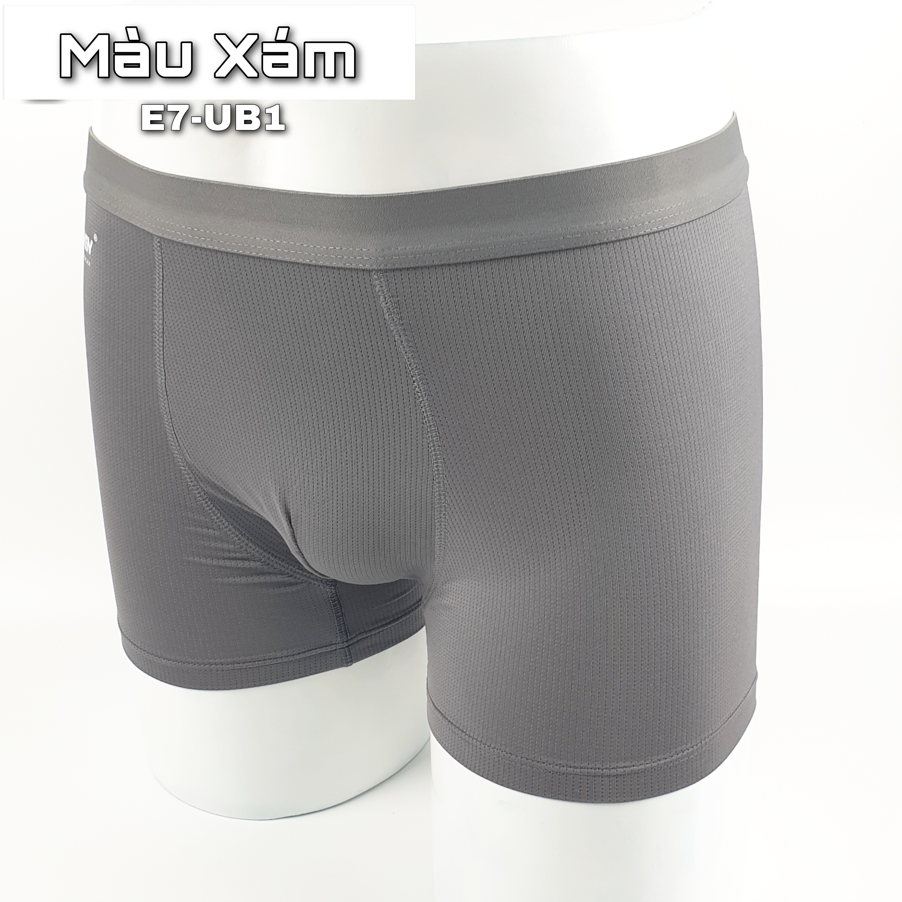 Quần lót nam Boxer thun co giãn 4 chiều, lưng thun nhỏ, công nghệ thoáng khí - màu Xám