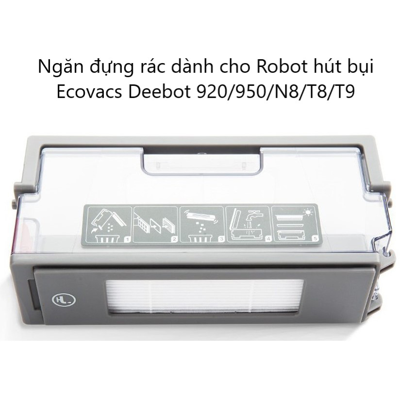 Ngăn đựng rác Ecovacs Deebot N8/ N8 Pro/ N10/ T8/ T8 AIVI/ T9/ 920/ 950 - Hàng Chính Hãng