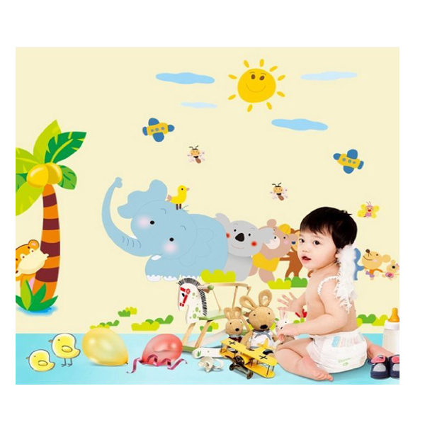 DECAL DÁN TƯỜNG VƯỜN THÚ 14 BINBIN EB88