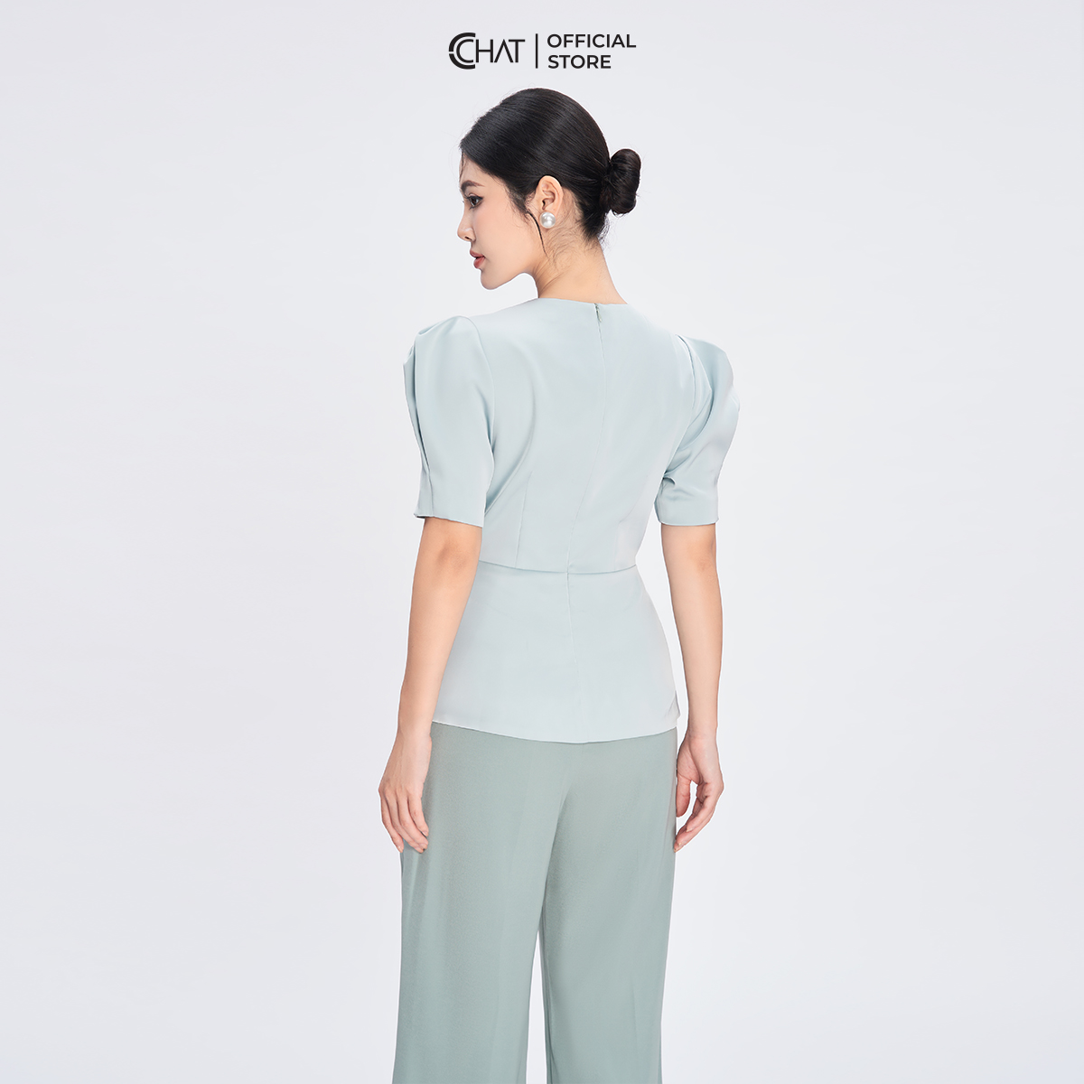 Áo Kiểu Nữ  Dáng Peplum Vạt Chồng Đan Eo Chất Lụa Cao Cấp Mềm Mịn 53ANL2001OT