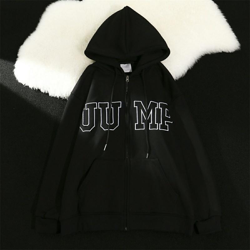 Áo Khoác Hoodie Kéo Khoá In Chữ JUMP Unisex Jacket From Rộng Chất Nỉ Ngoại nam nữ mặc cực chất