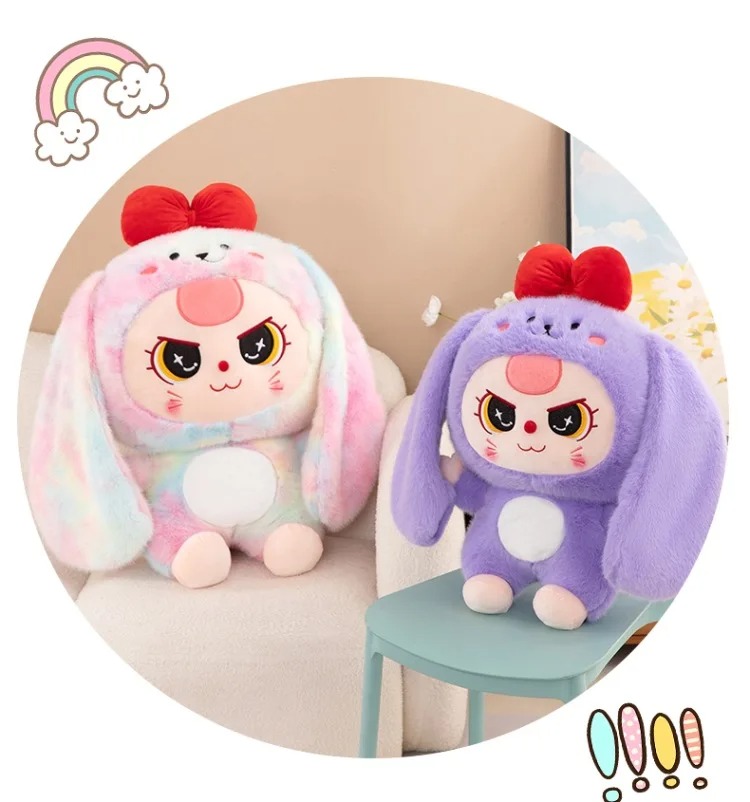 Gấu bông babythree đáng yêu - Size từ 35 đến 80cm -  BB3 gấu bông cute mắt nước, thú nhồi bông bé ba dễ thương có nơ đỏ