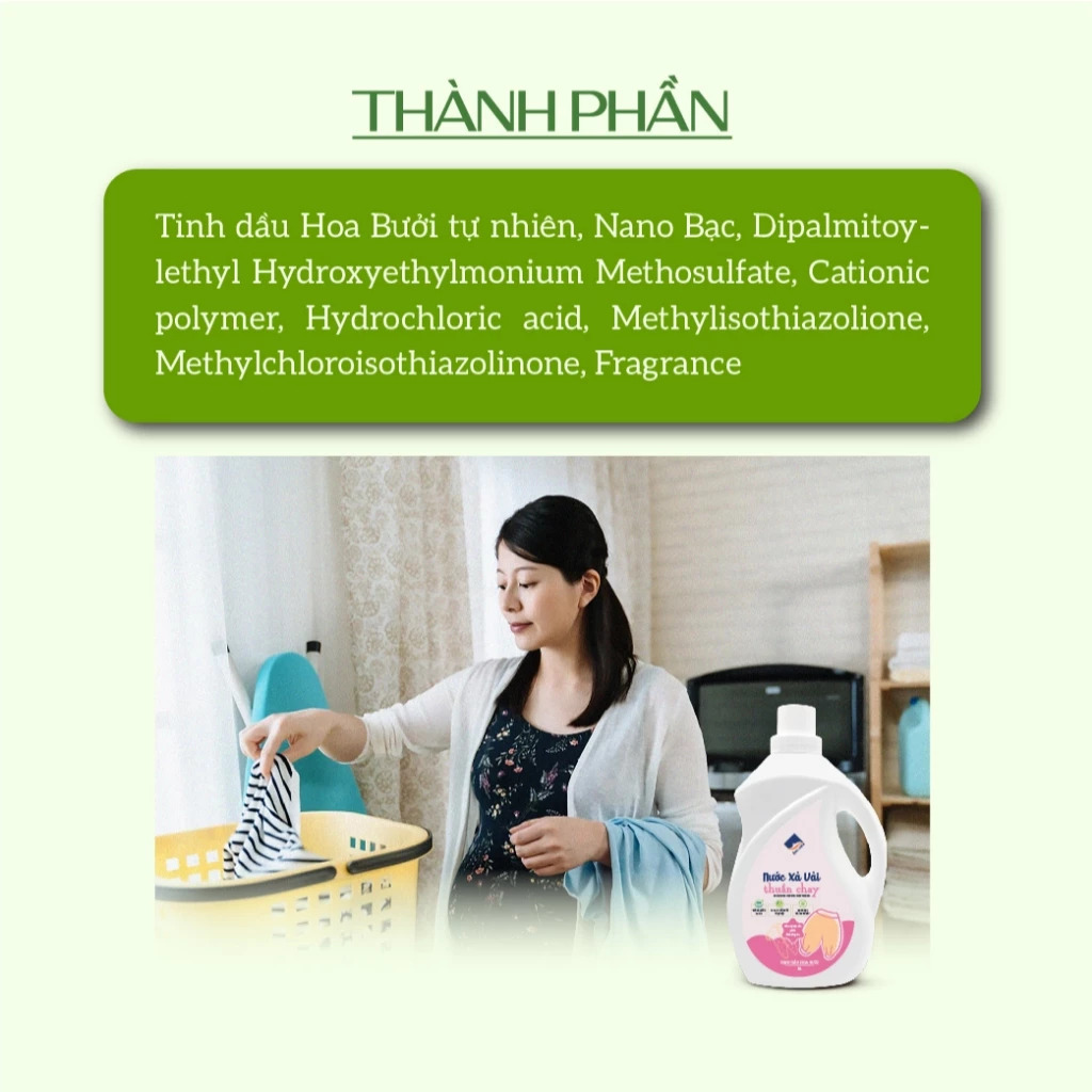 Nước Xả Vải Thuần Chay Hữu Cơ ECOCARE 2L - Hương hoa bưởi, PH cân bằng,  an toàn cho trẻ nhỏ