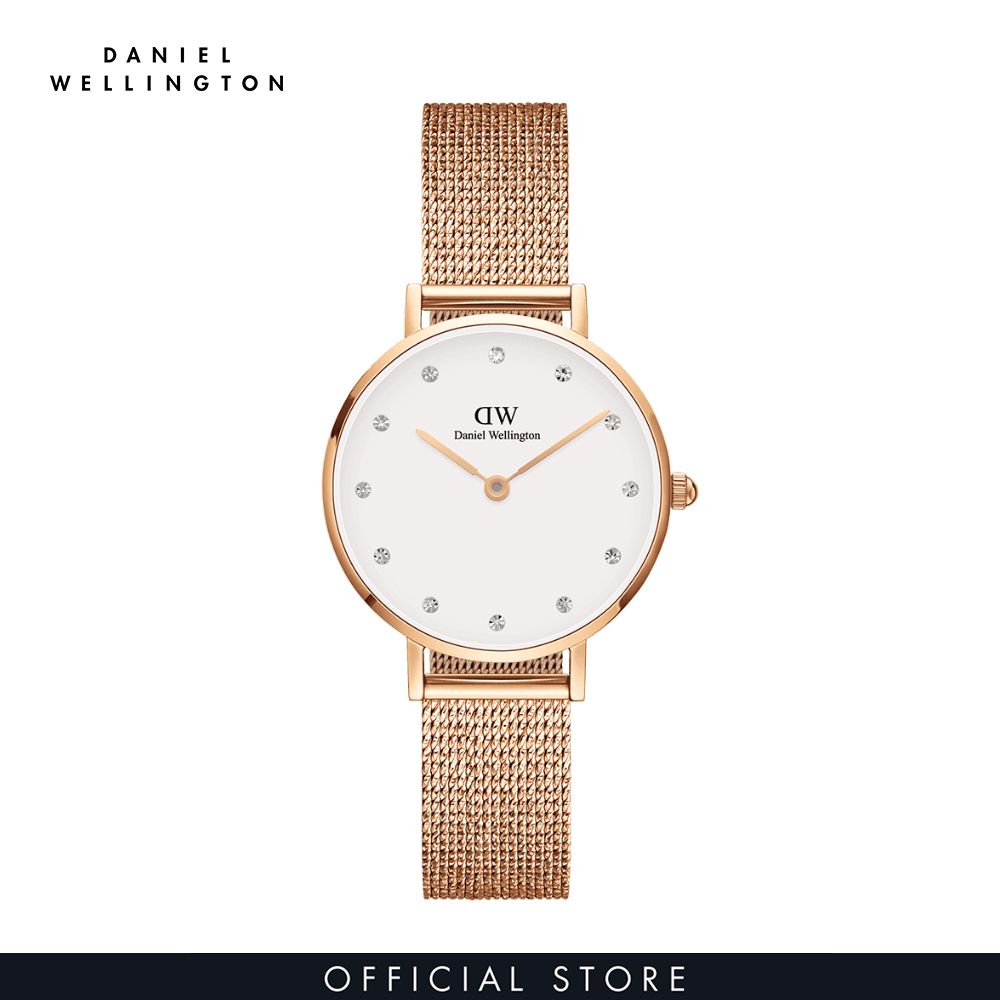 Đồng hồ Nữ Daniel Wellington Lưới - Petite 28 Pressed Melrose Lumine RG White 28mm DW00100528