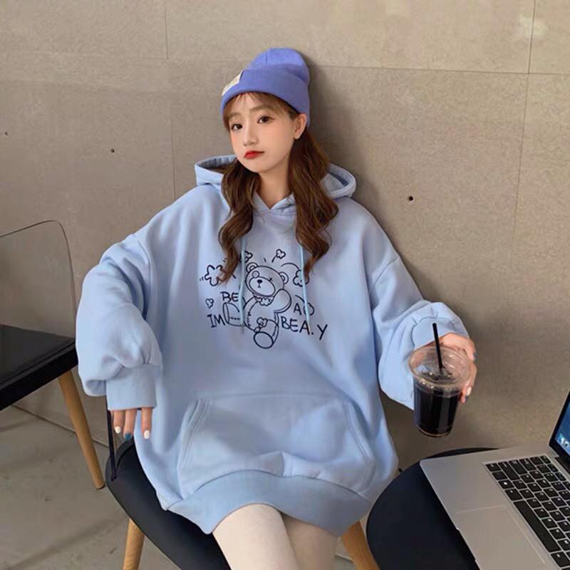 Áo Hoodie Nỉ Bông in Gấu TEDDY Form rộng Unisex Nam Nữ Couple Chất Nỉ Bông Mịn Ulzzang KUN