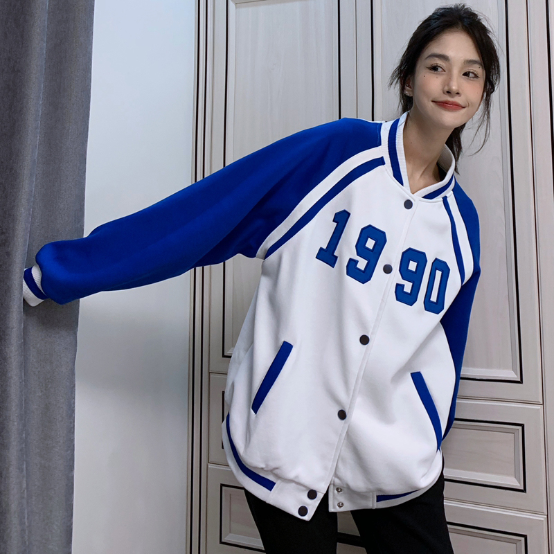 Áo khoác bomber unisex Yinxx, jacket form rộng 2 lớp màu xanh - màu đen AK11
