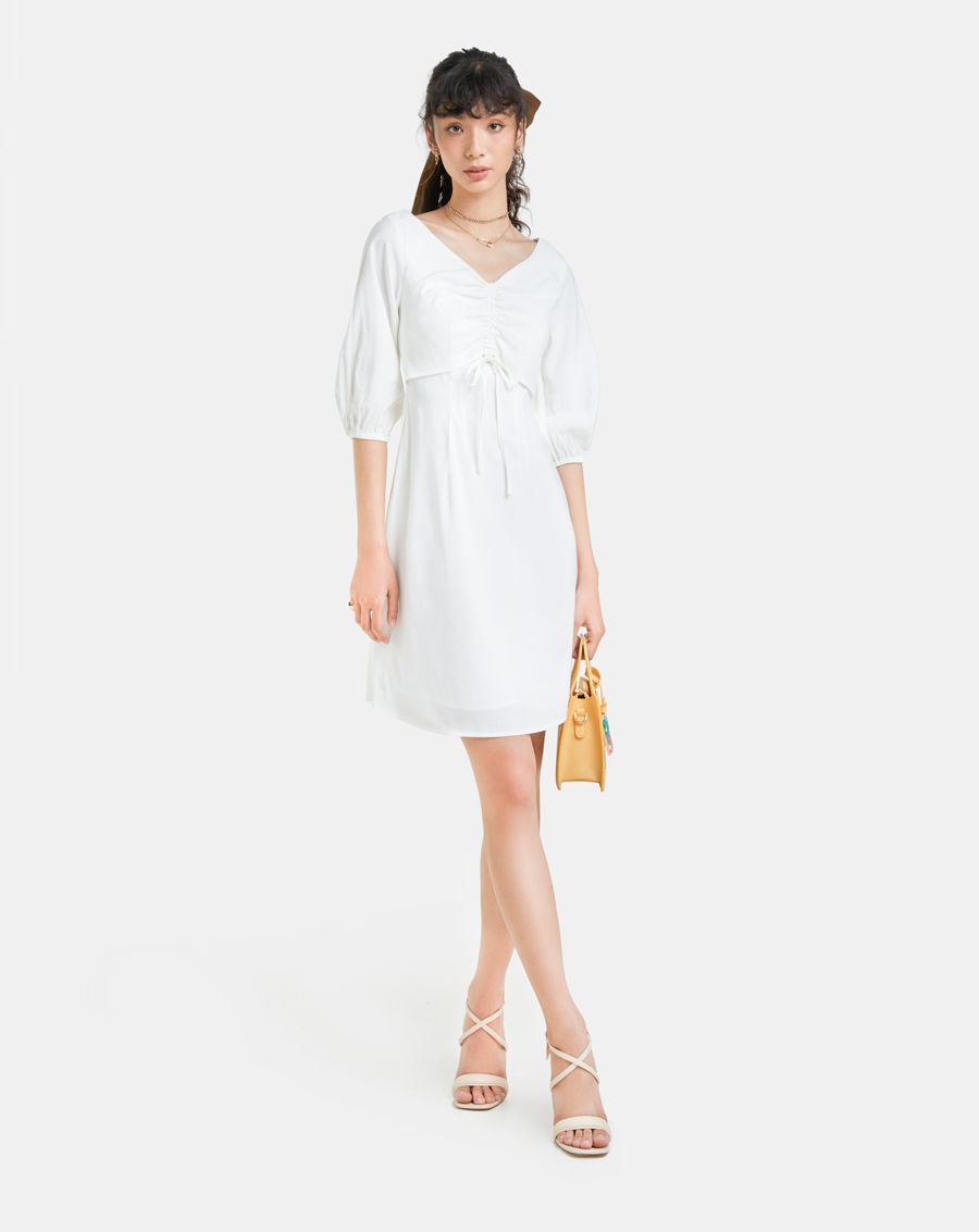 Đầm Lửng Thời Trang JUNO  Mini Tay Lỡ Rút Dây JNDLU015