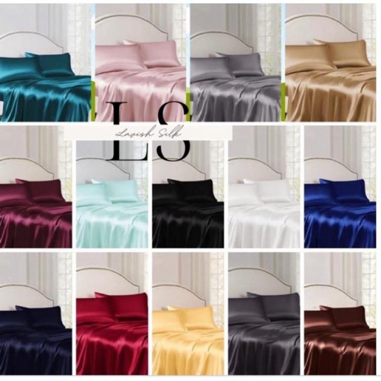 Bộ Ga Gối Phi Lụa Lavish Silk Cao Cấp Mát Lạnh Hàng Loại 1 Không Nối Vải - Nâu