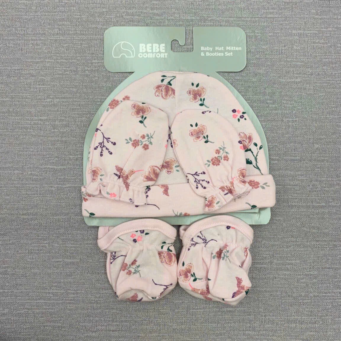 Set 3 món mũ/nón bao tay bao chân cho bé sơ sinh Bebe comfort