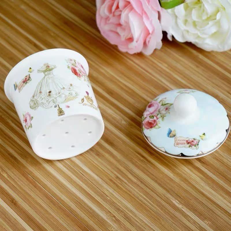Bộ Ấm Trà Sứ Xương Châu Âu Floris, Chất Liệu Sứ Xương, Họa Tiết Châu Âu Đẳng Cấp, Nhập Đức