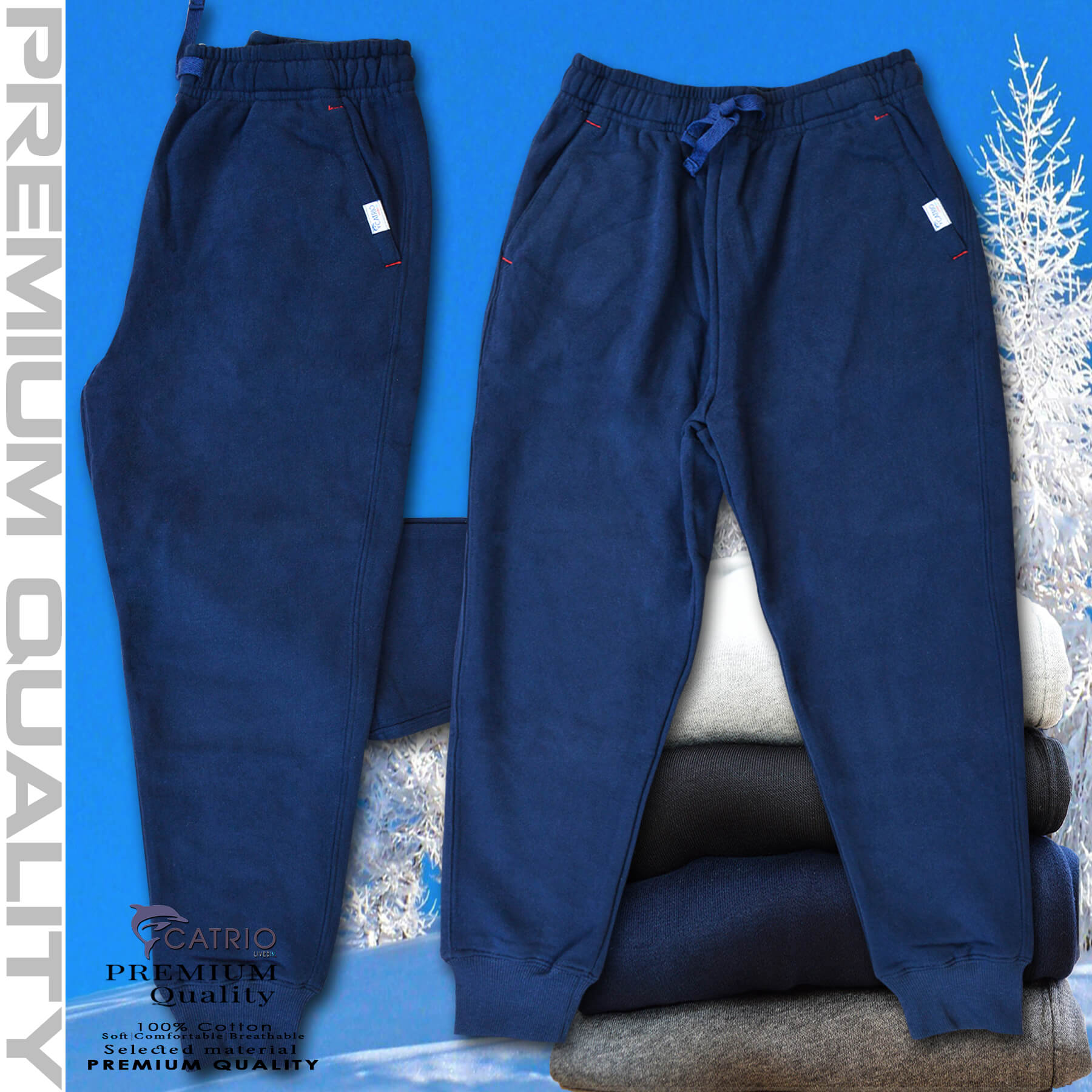Quần dài bé trai vải 100% cotton màu NAVY là quần nỉ trẻ em CATRIO từ 9 tuổi đến 18 tuổi phù hợp thời tiết se lạnh mùa thu đông với kiểu dáng thể thao tuyệt đẹp