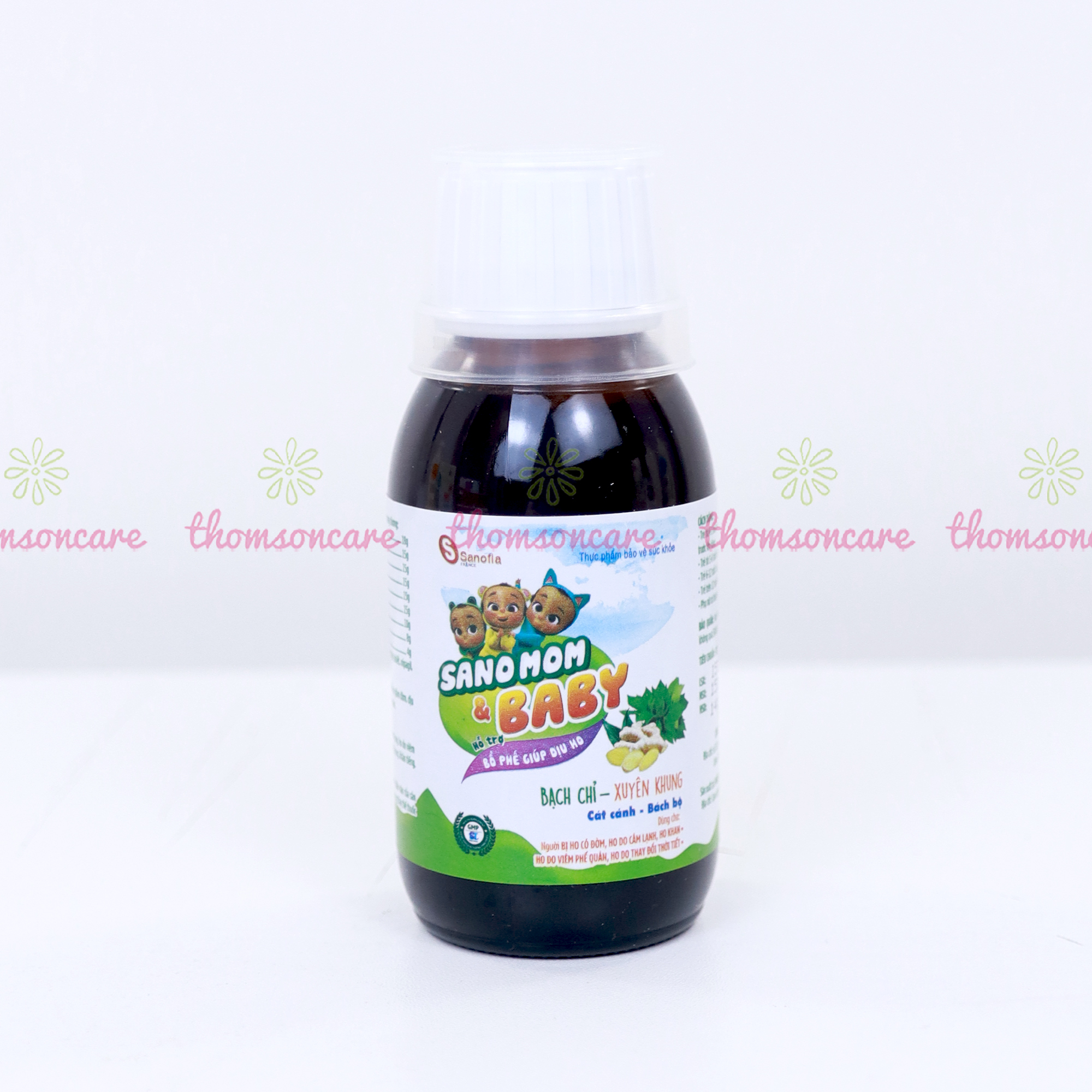 Siro ho Sano Mom Baby Sanofia, giúp bổ phế, giảm ho an toàn cho mẹ bầu và trẻ sơ sinh - Chai 100ml Thomsoncare