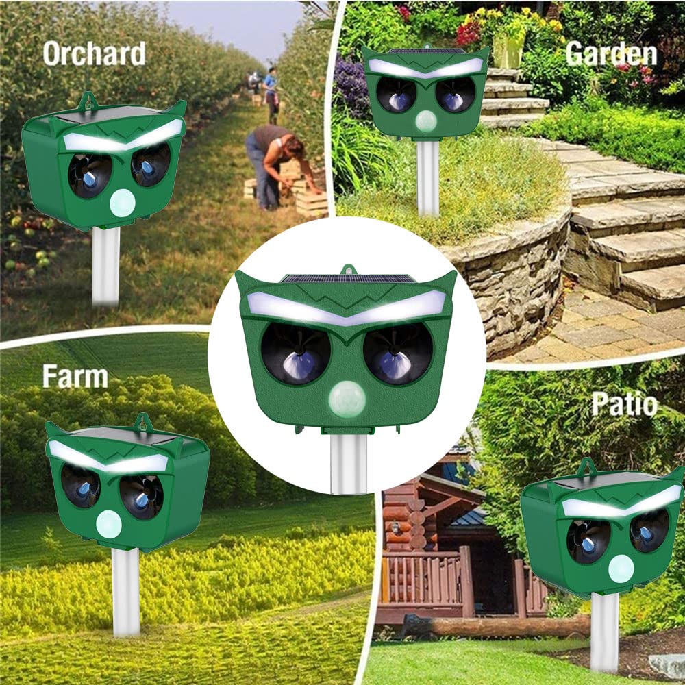 Thiết bị đuổi chim, chuột, động vật gây hại ngoài trời Solar Ultrasonic Flash Animal Repellent