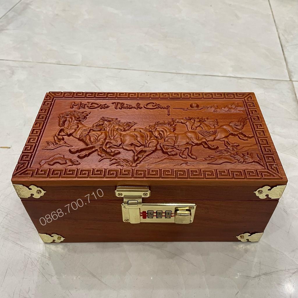 Hộp Đựng Tiền Tiết Kiệm Có Khóa Bảo Mật Bằng Gỗ Hương Cao Cấp , Hộp đựng trang sức trạm mã đáo thành công