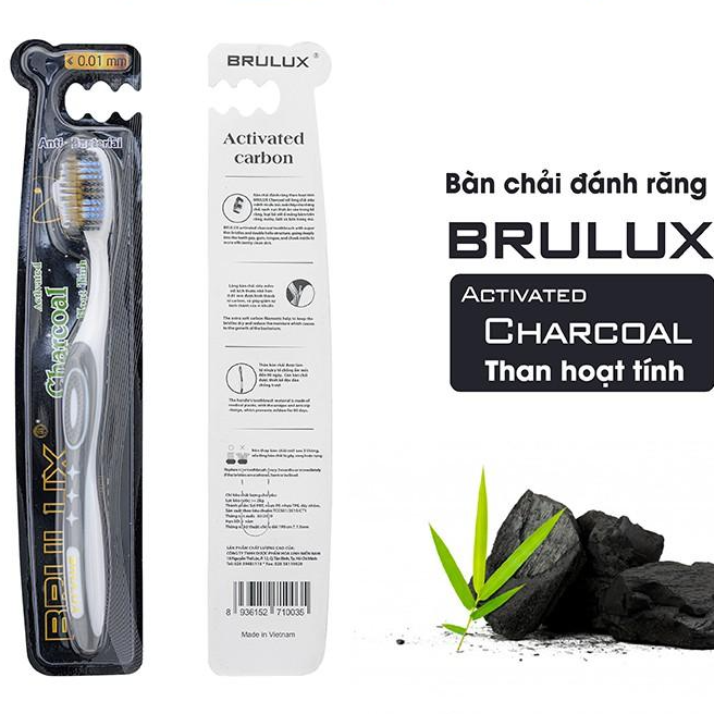 Bàn chải đánh răng Brulux Activated Charcoal than hoạt tính