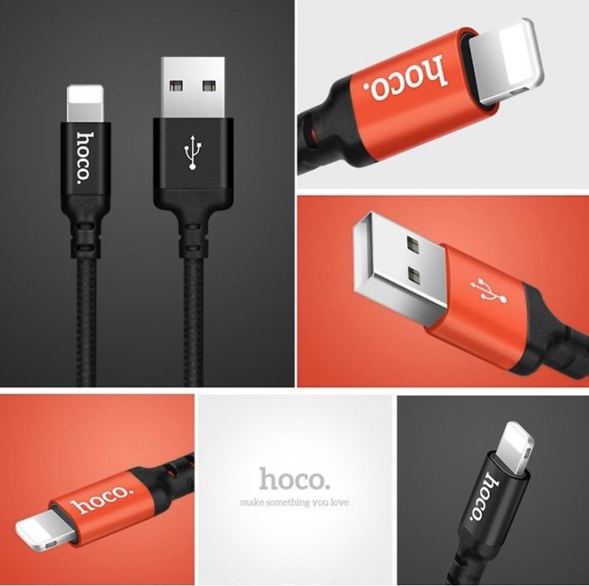 CÁP SẠC DÂY SẠC NHANH DÂY BỌC DÙ HOCO X14 1M  Lightning cho iPhone iPad - HÀNG NHẬP KHẨU