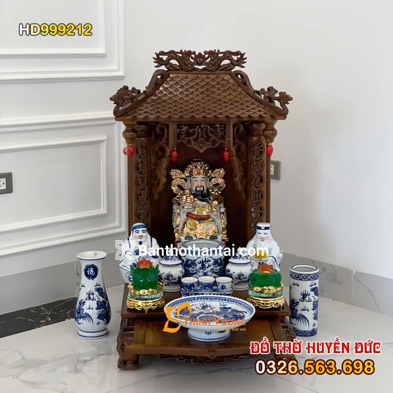 Bộ bàn thờ Thần Tài Mái chùa 1mái Sứ vẽ rồng xanh HD999212