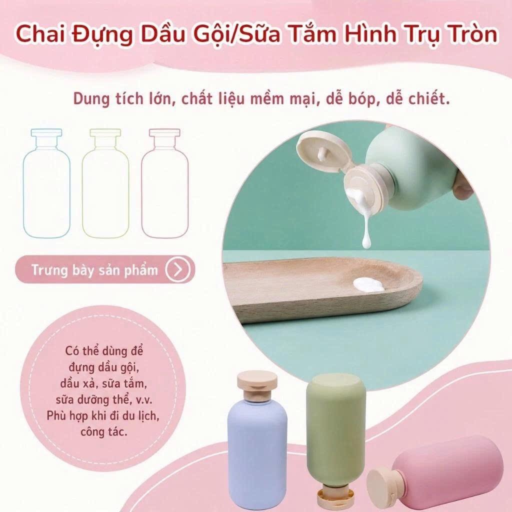 Bộ Chiết Mỹ Phẩm Du Lịch 3 Chai 100ml Kèm Túi PVC | Gọn Gàng Cho Cả Gia Đình