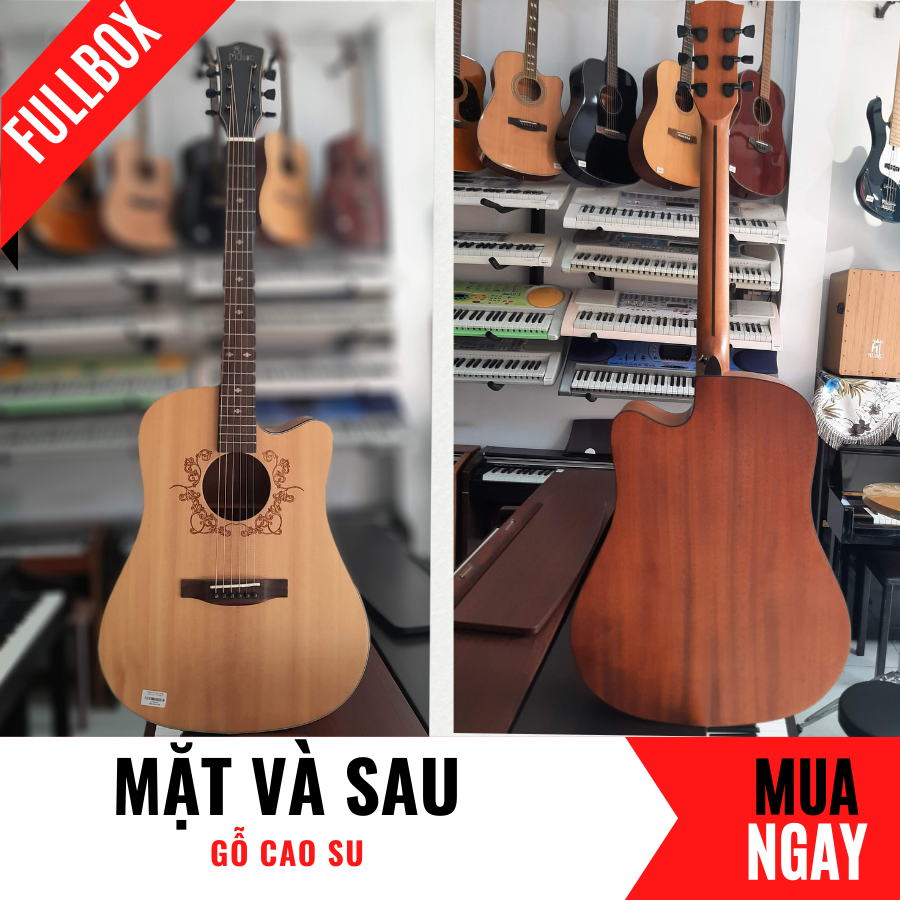 Đàn Guitar Acoustic V68N Dáng Khuyết Bằng Gỗ Thông Cao Cấp + Phụ Kiện (Size 4/4)