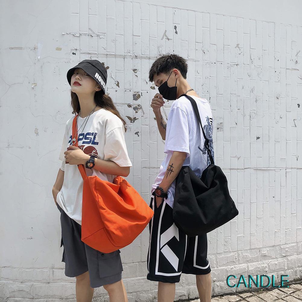 Túi Đeo Chéo Canvas Cỡ Lớn Màu Trơn Thời Trang Cho Nam Nữ