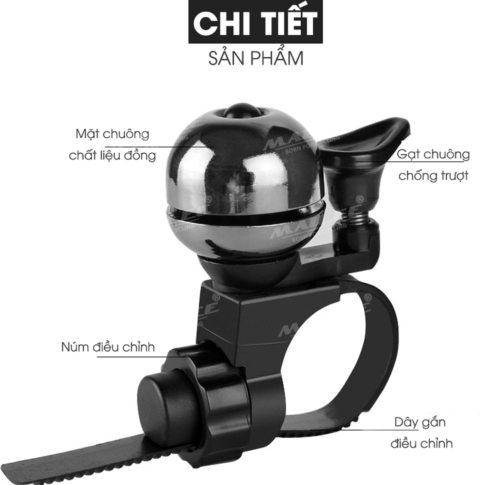 Chuông Xe Đạp Retro cho xe đạp, âm thanh 90dB, chất liệu đồng đường kính tay lái dưới 16-38mm, phù hợp nhiều loại xe phổ thông - Mai Lee