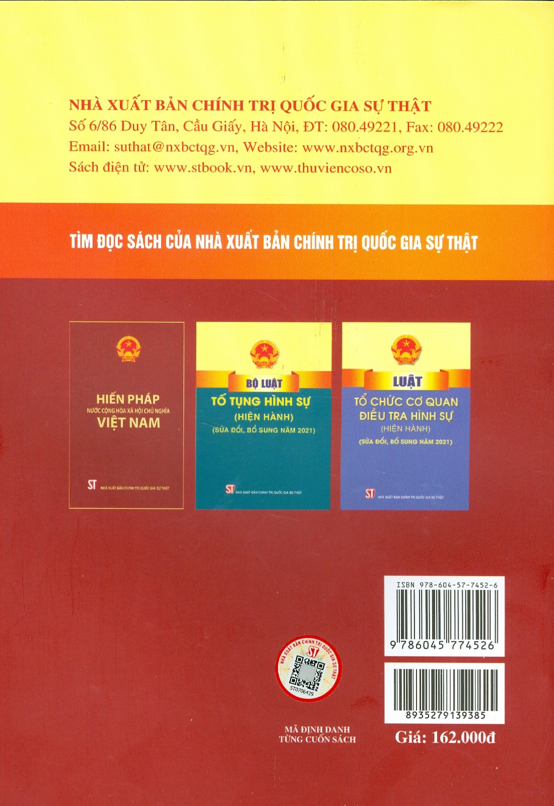 Bộ Luật Hình Sự (Hiện Hành) (Bộ Luật Năm 2015, Sửa Đổi, Bổ Sung Năm 2017) - Tái bản năm 2022