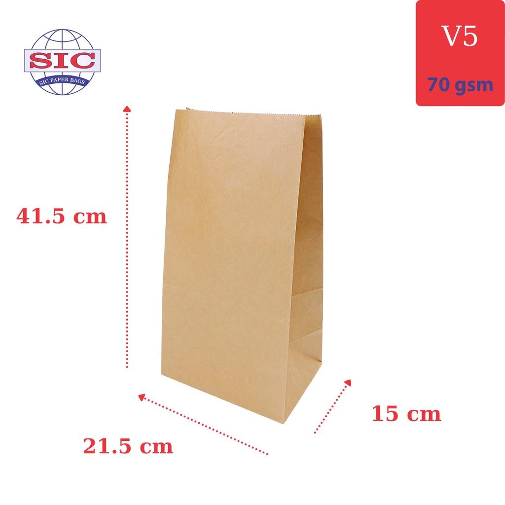 10 CHIẾC TÚI GIẤY KRAFT V5: 21.5x15x41.5 KHÔNG QUAI