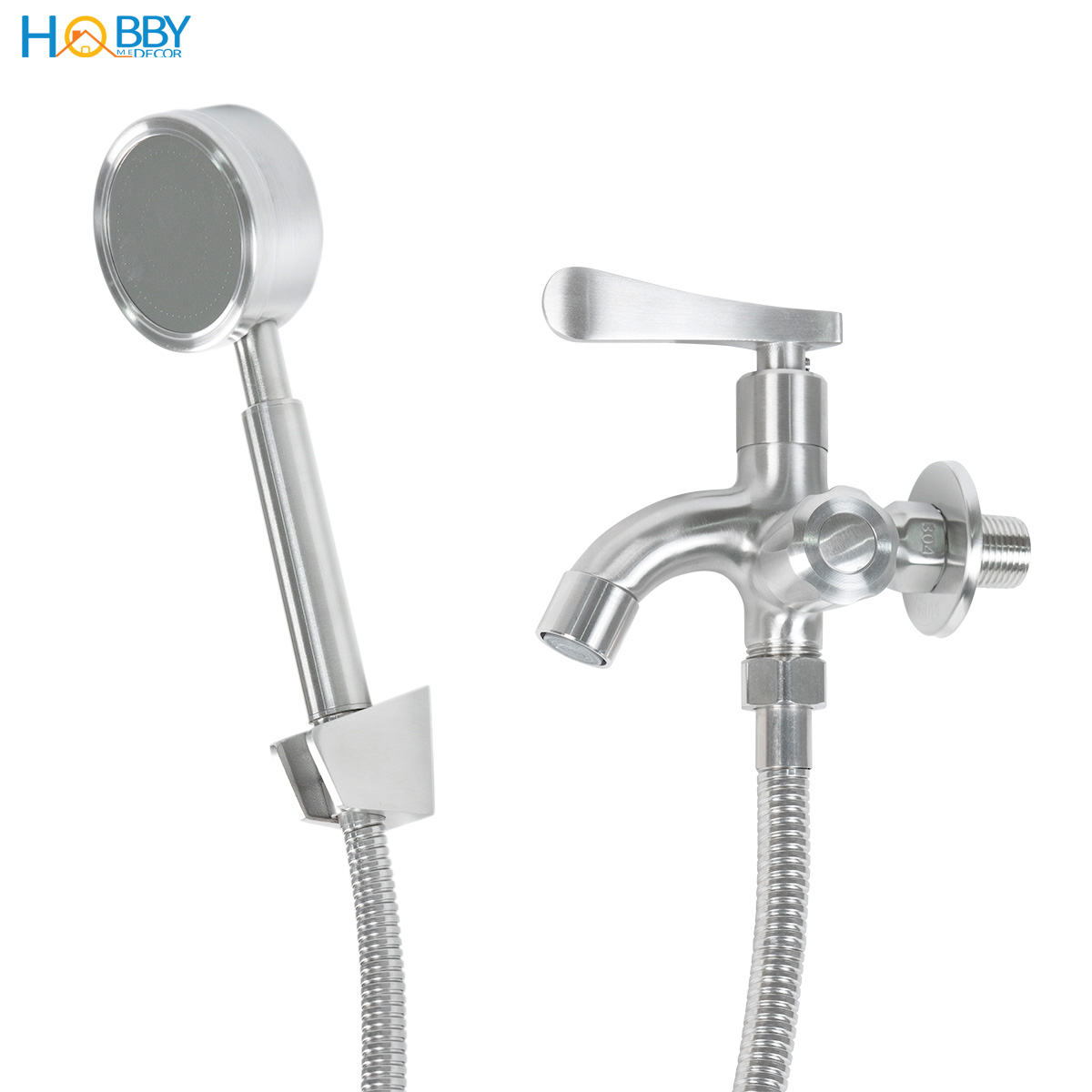 Combo củ sen tay sen tắm hỗ trợ tăng áp inox 304 Hobby home decor CST3