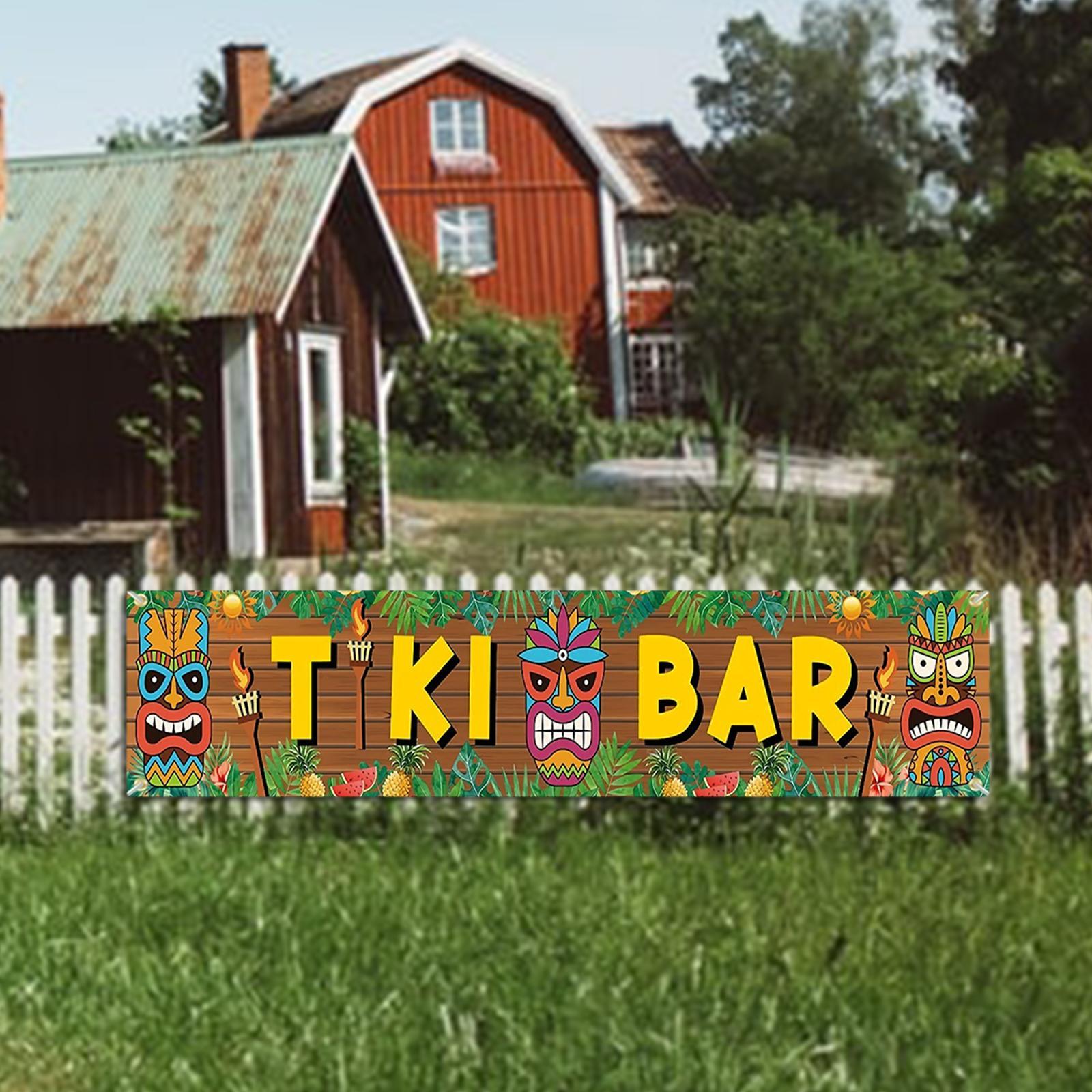 Hawaiian Tiki Decoration Party Supply Indoor Rustic Yard Garage Sign Hawaiian Party Backdrop  Banner for Entrance Shelf Fence