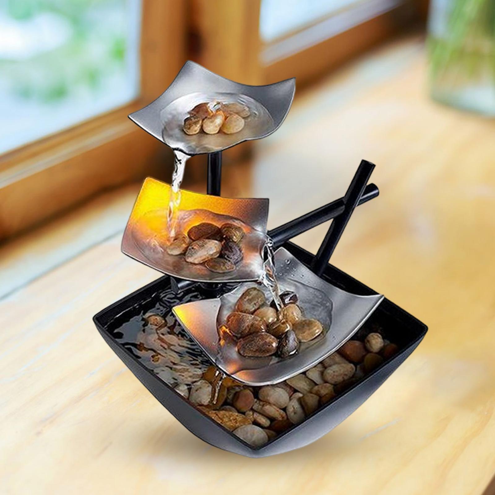 Relaxation Tabletop Fountain USB Powered with Pump Rocks for Feng Shui Decor
