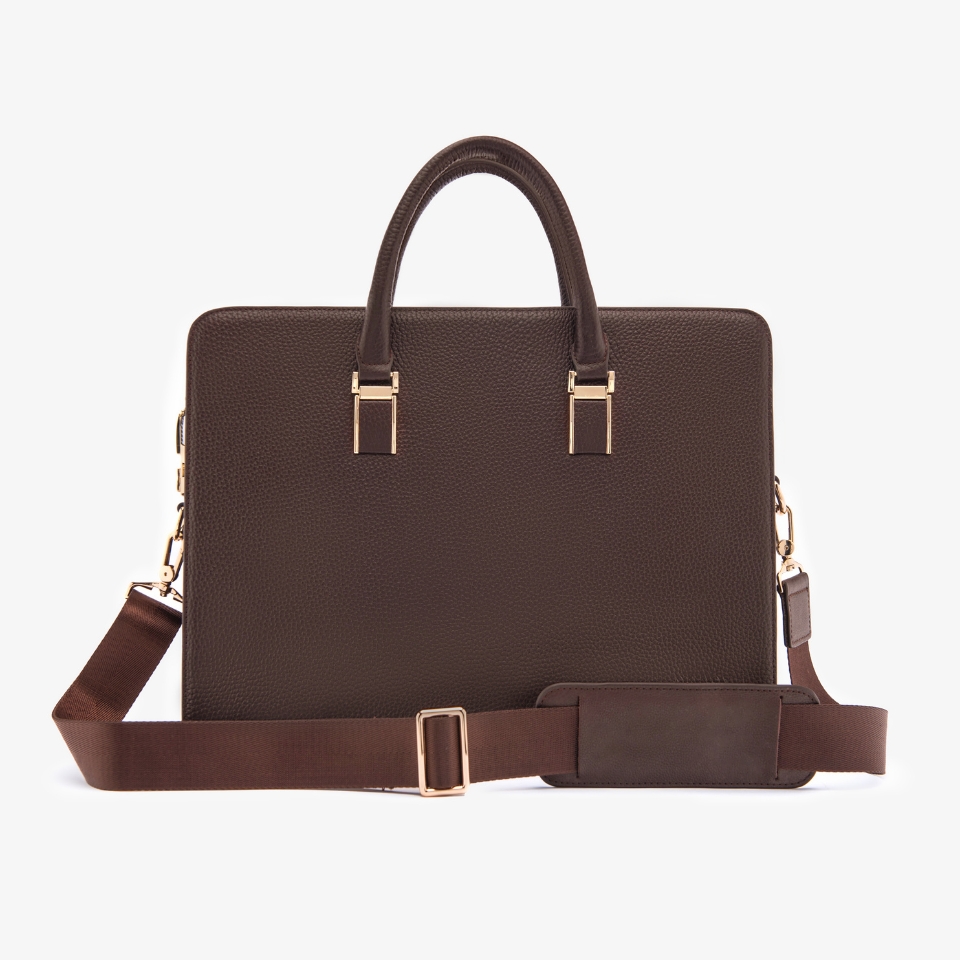 Cặp Da Doanh Nhân Túi Xách Công Sở GENCE CTS13 Da Bò Khóa Số Cao Cấp Màu Nâu