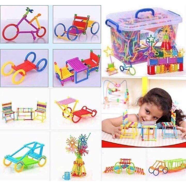BỘ XẾP GHÉP HÌNH QUE SÁNG TẠO NHIỀU CHI TIẾT