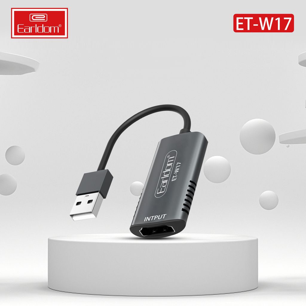Bộ Chuyển USB Ra HDMI Earldom W17 ( Hỗ trợ livestream ghi hình từ điện thoại, camera, PS4, XBOX vào máy tính) - Hàng Chính Hãng