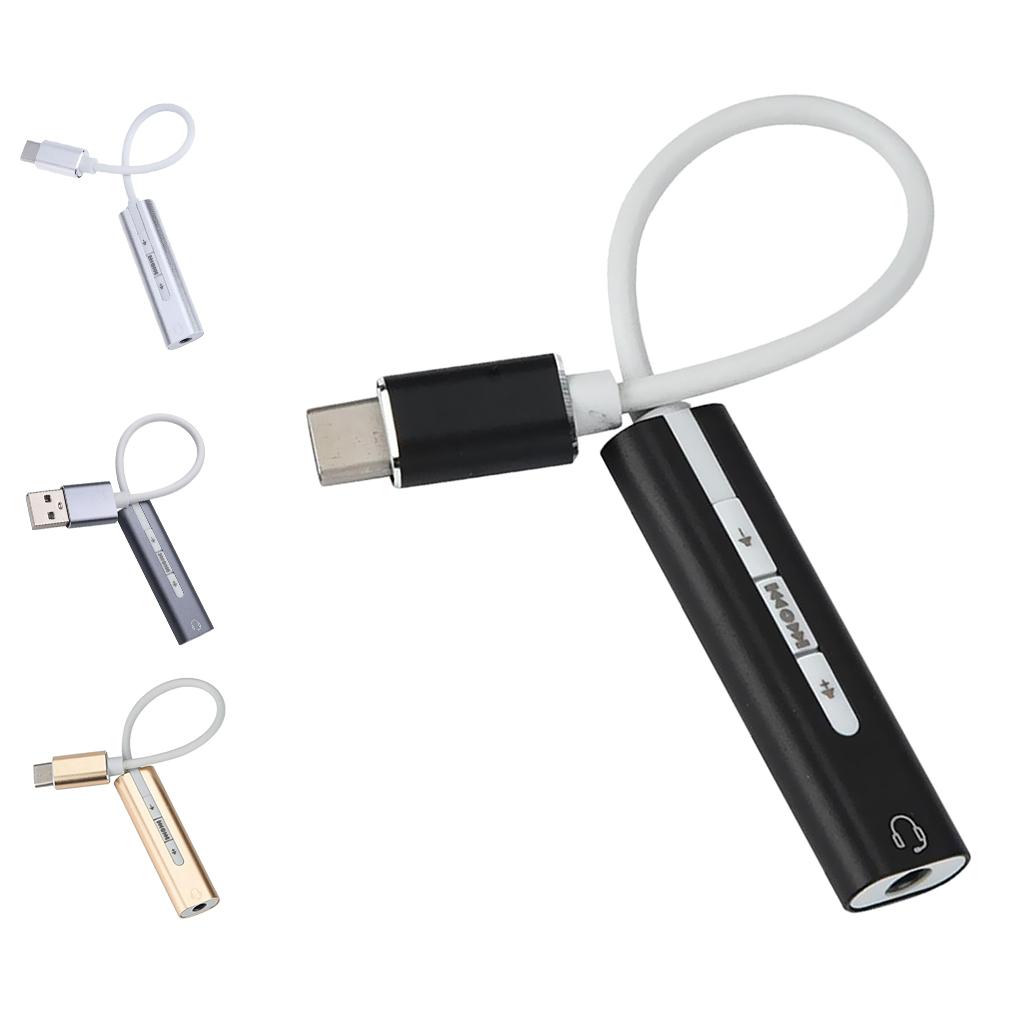 Type C To 3.5mm USB-C Headphone Audio Adapter Aux Mic Connector Cable