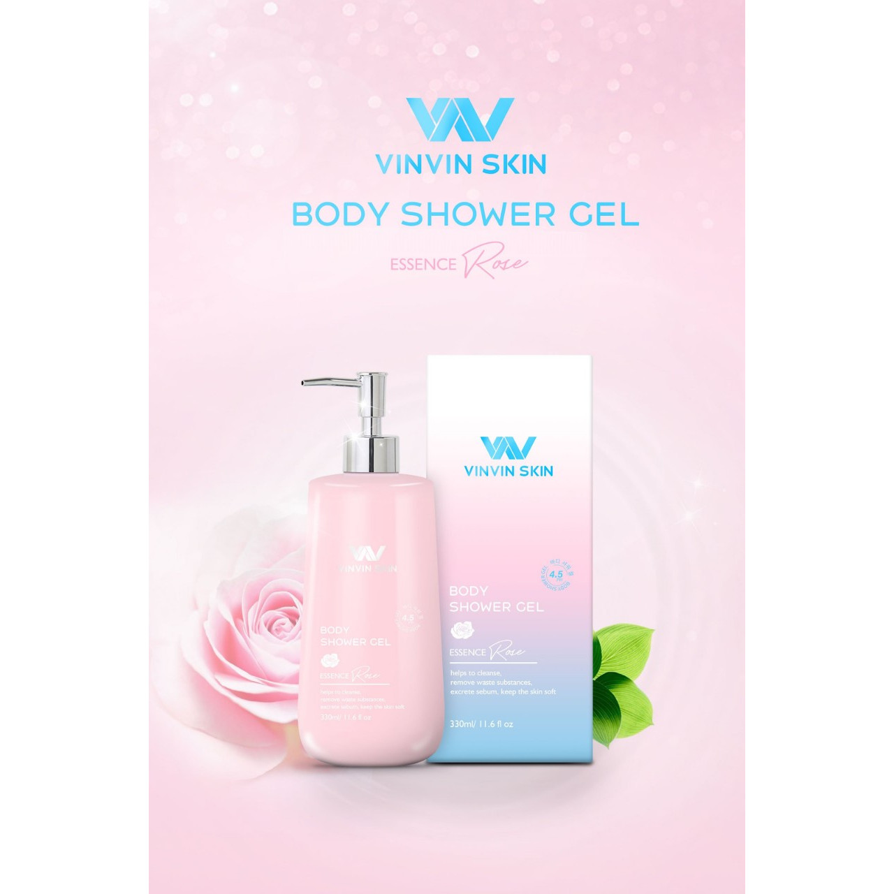 SỮA TẮM TRẮNG HOA HỒNG VINVIN SKIN BODY SHOWER GEL - TRẮNG MỊN SAU 2 TUẦN
