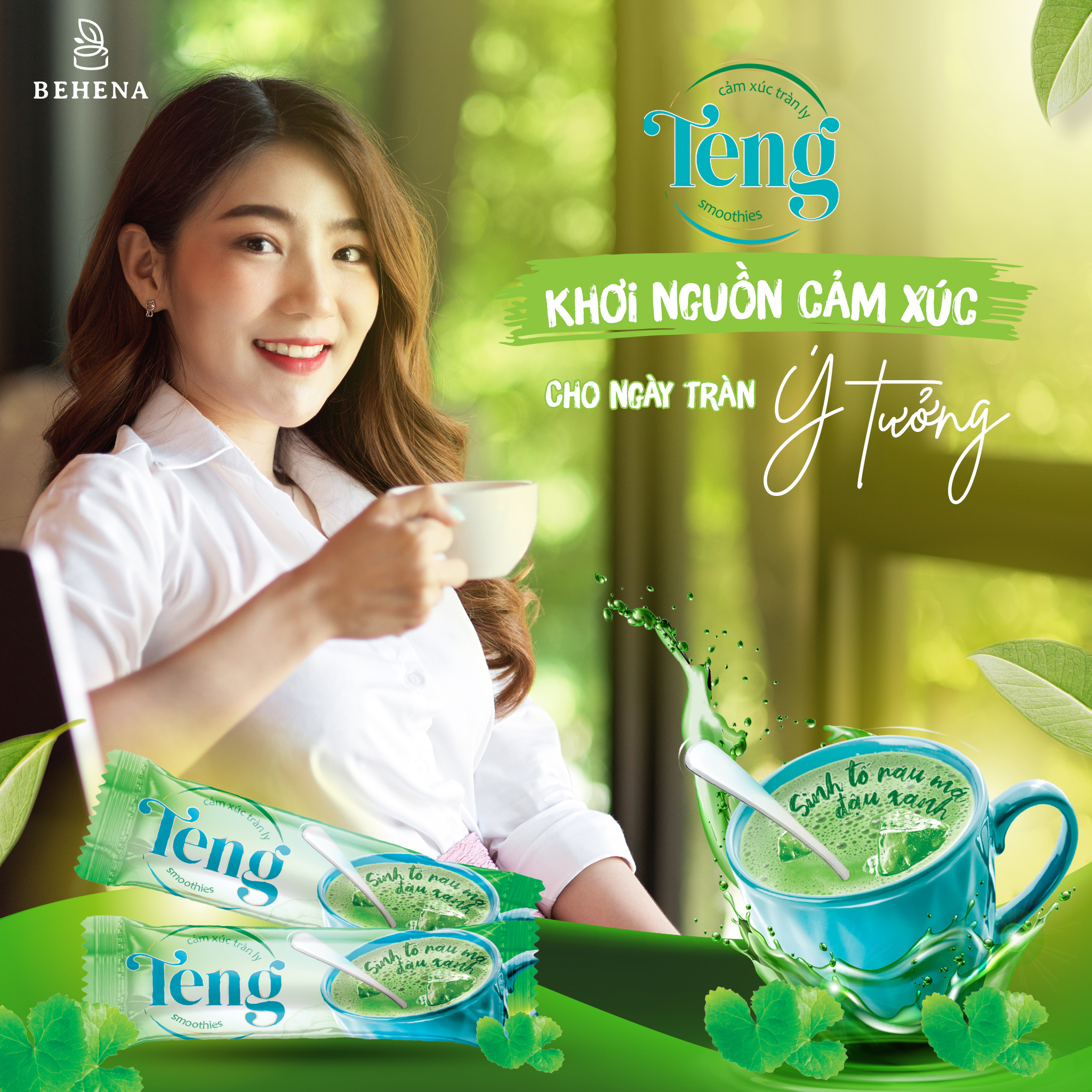 Bột Rau Má Đậu Xanh Teng Behena Chính Hãng