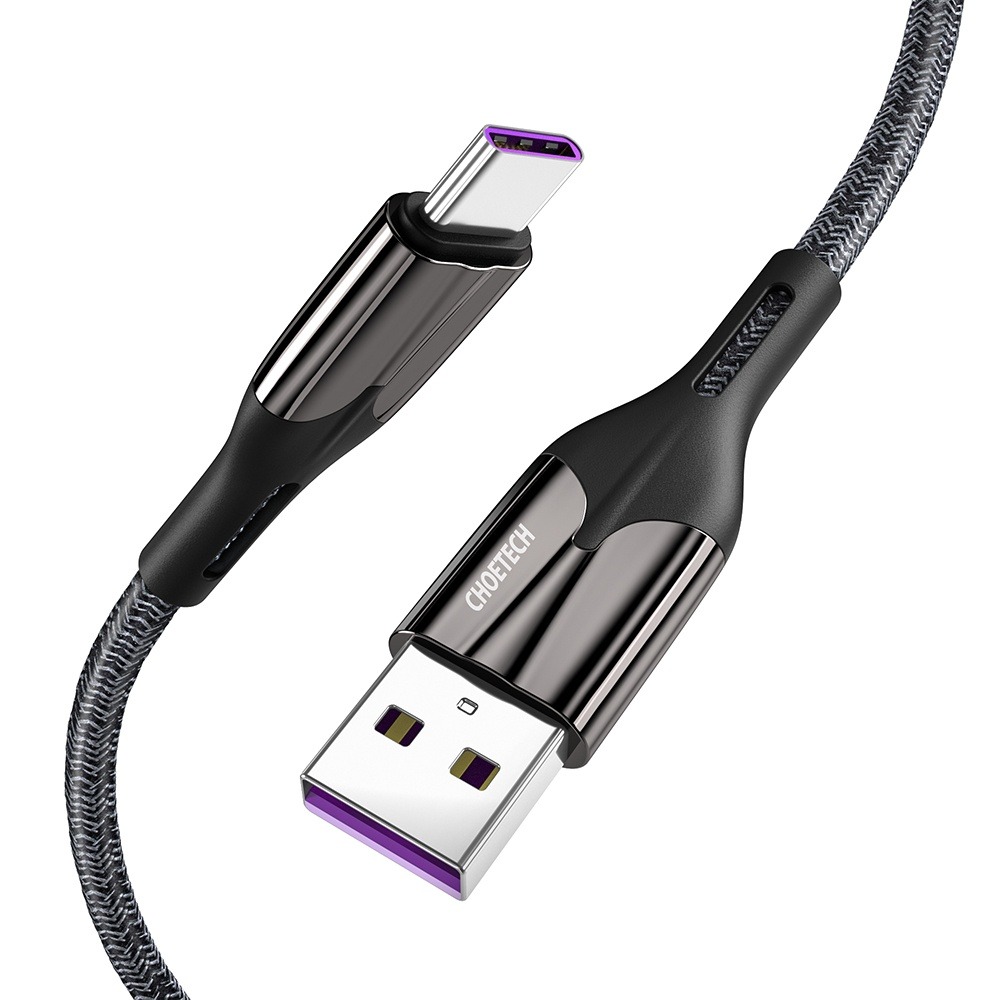 Cáp USB-A TO USB-C 5A 1.2M, Màu đen Choetech mã AC0013 - Hàng Chính Hãng