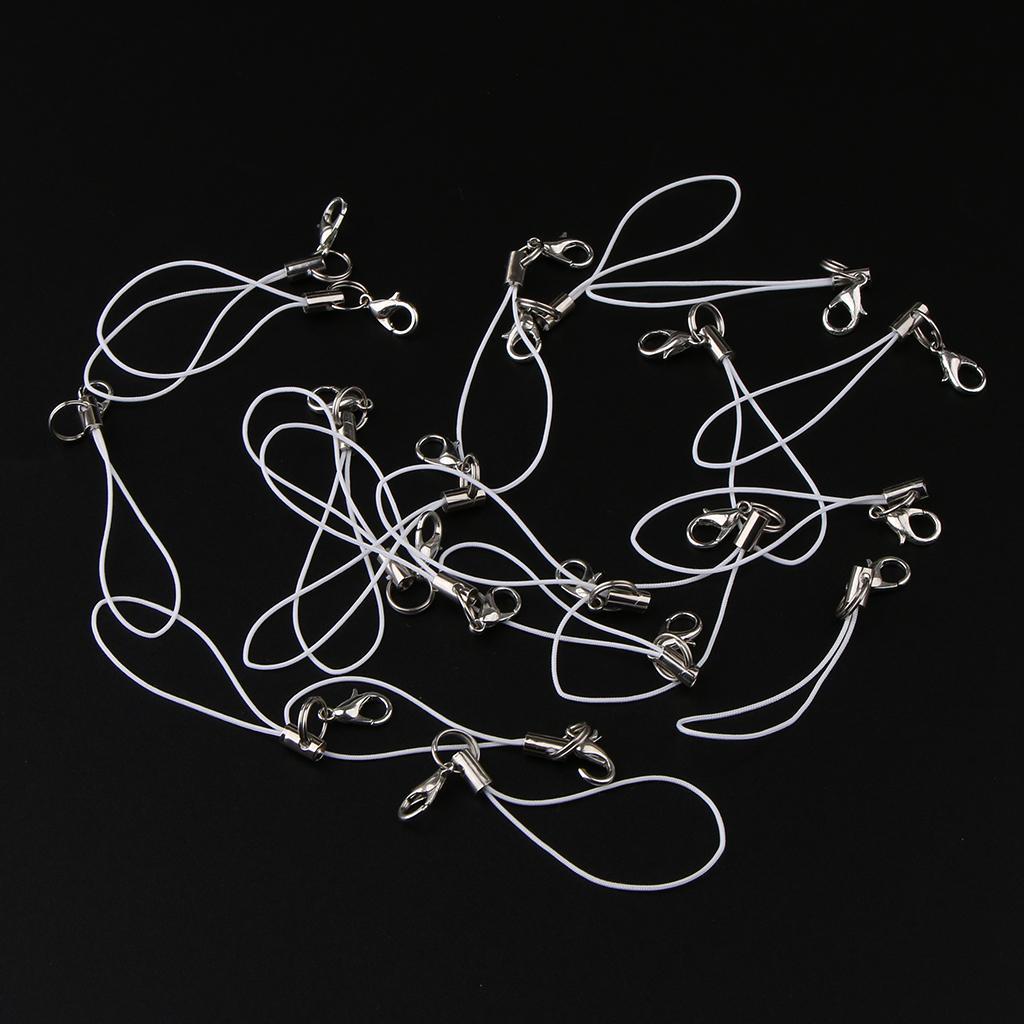 2X 20pcs DIY Mobile Cellphone Keychain Lanyard Charms DIY Rope White